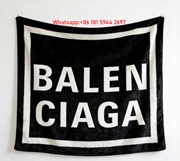 Balenciaga Framed Square Logo Print Flannel Sofa Throw Blanket Premium Couch Cover BA396